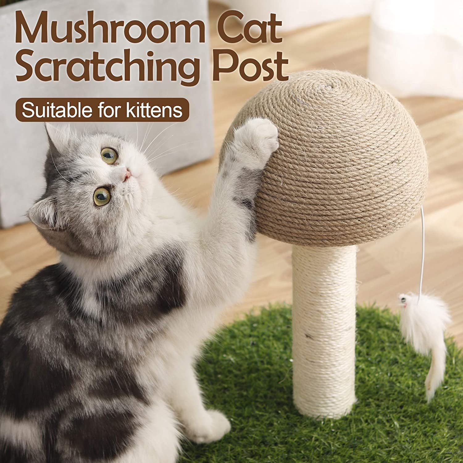 PinkSheep Mushroom Cat Scratching Post Toy