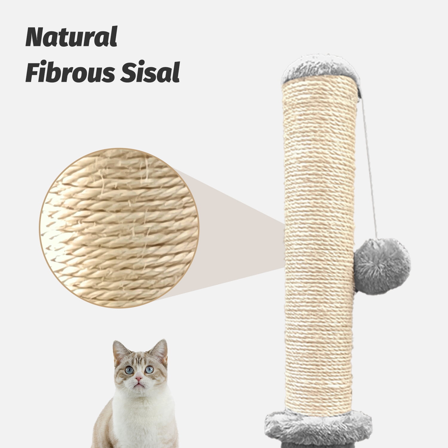 Light Gray Cat Scratching Post with Self Groomer