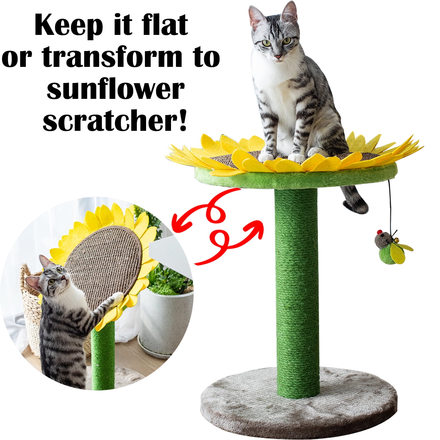 Sunflower Cat Tree Bed - 24" Multi-Functional Furniture