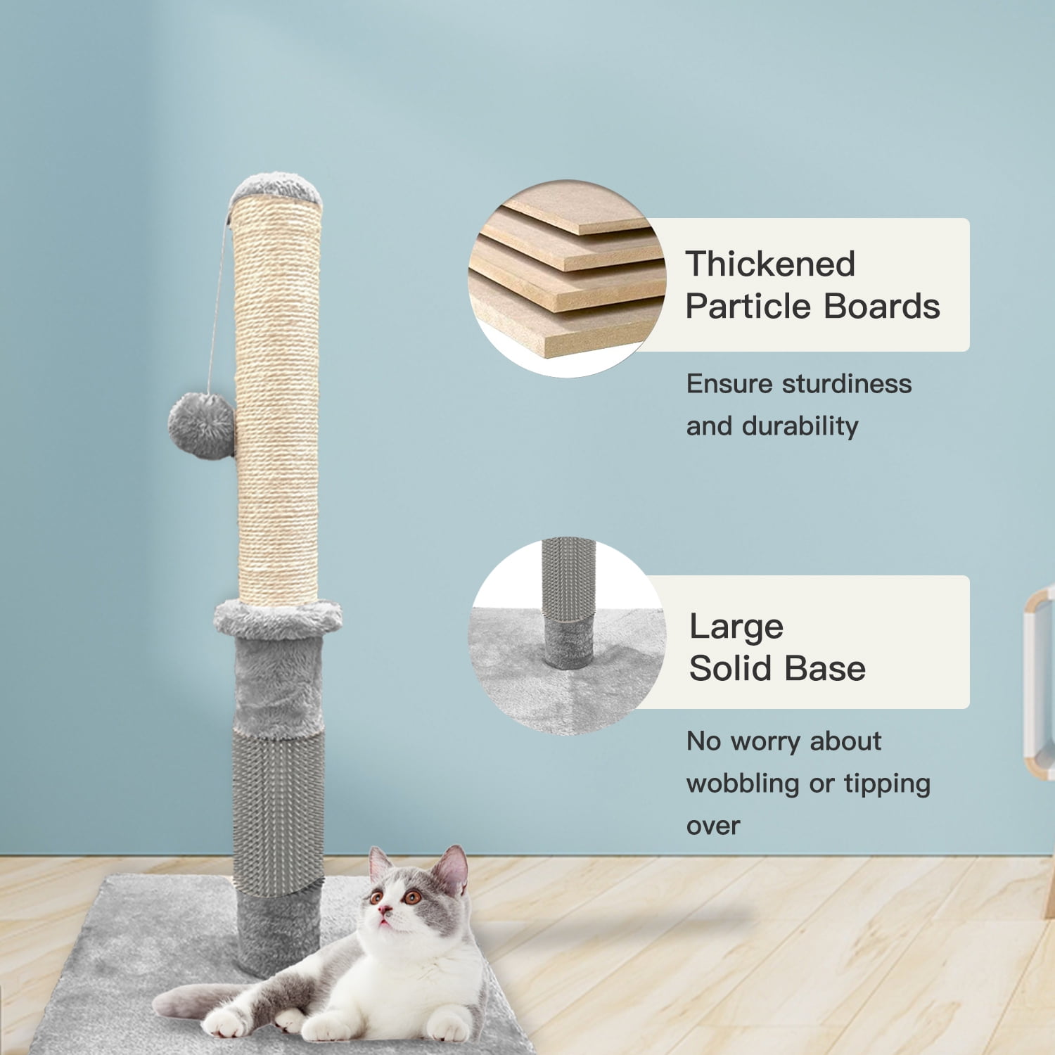 Light Gray Cat Scratching Post with Self Groomer