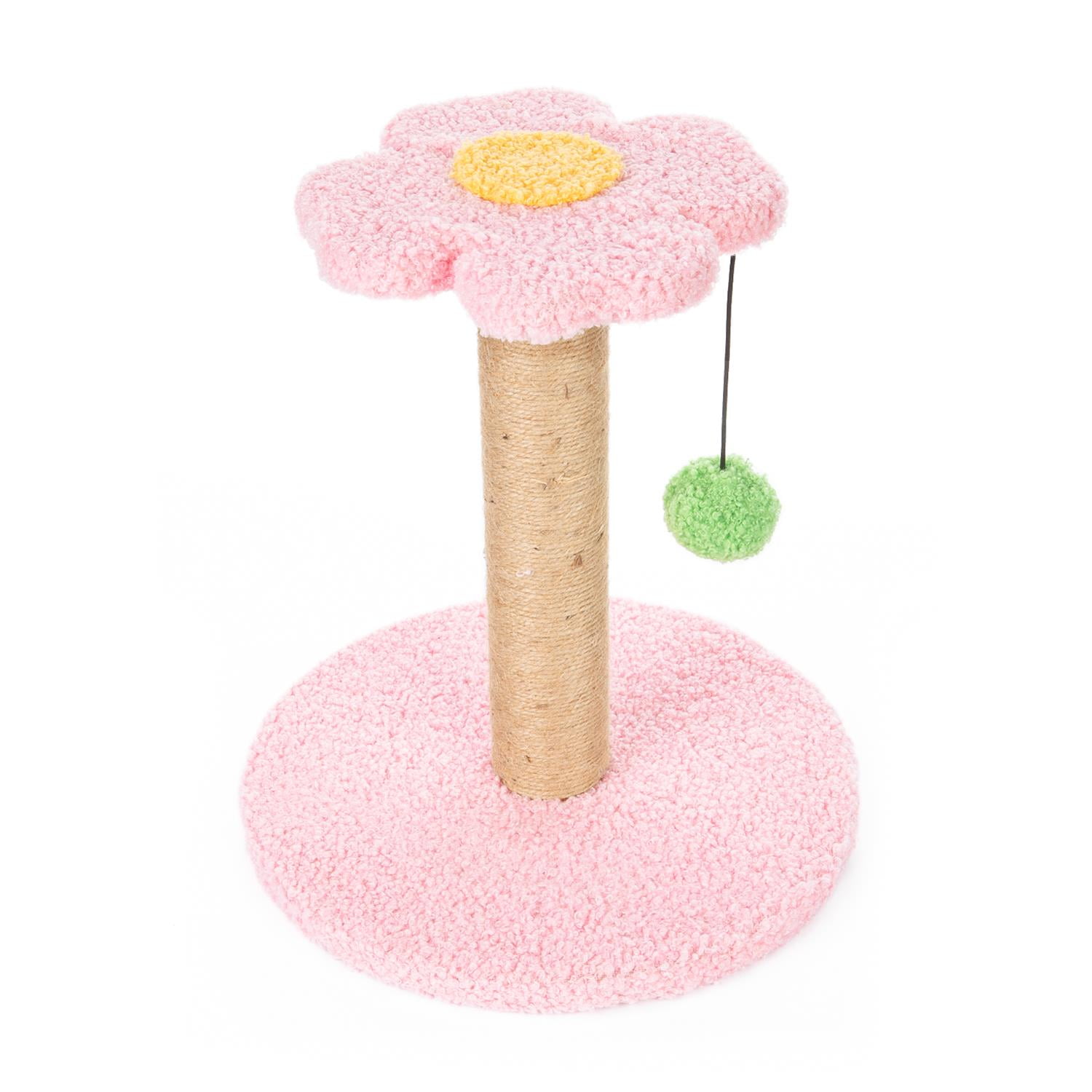Pink Cat Scratching Post with Flower Platform