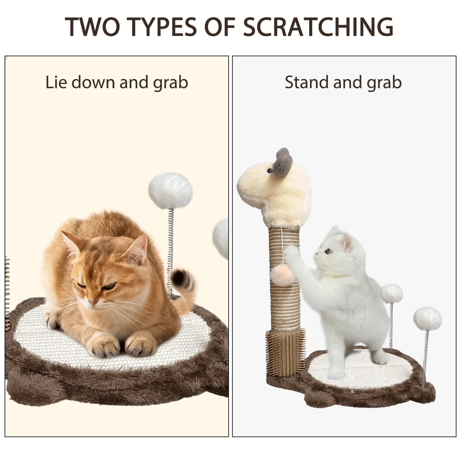 Cat Scratching Post with Mat and Groomer