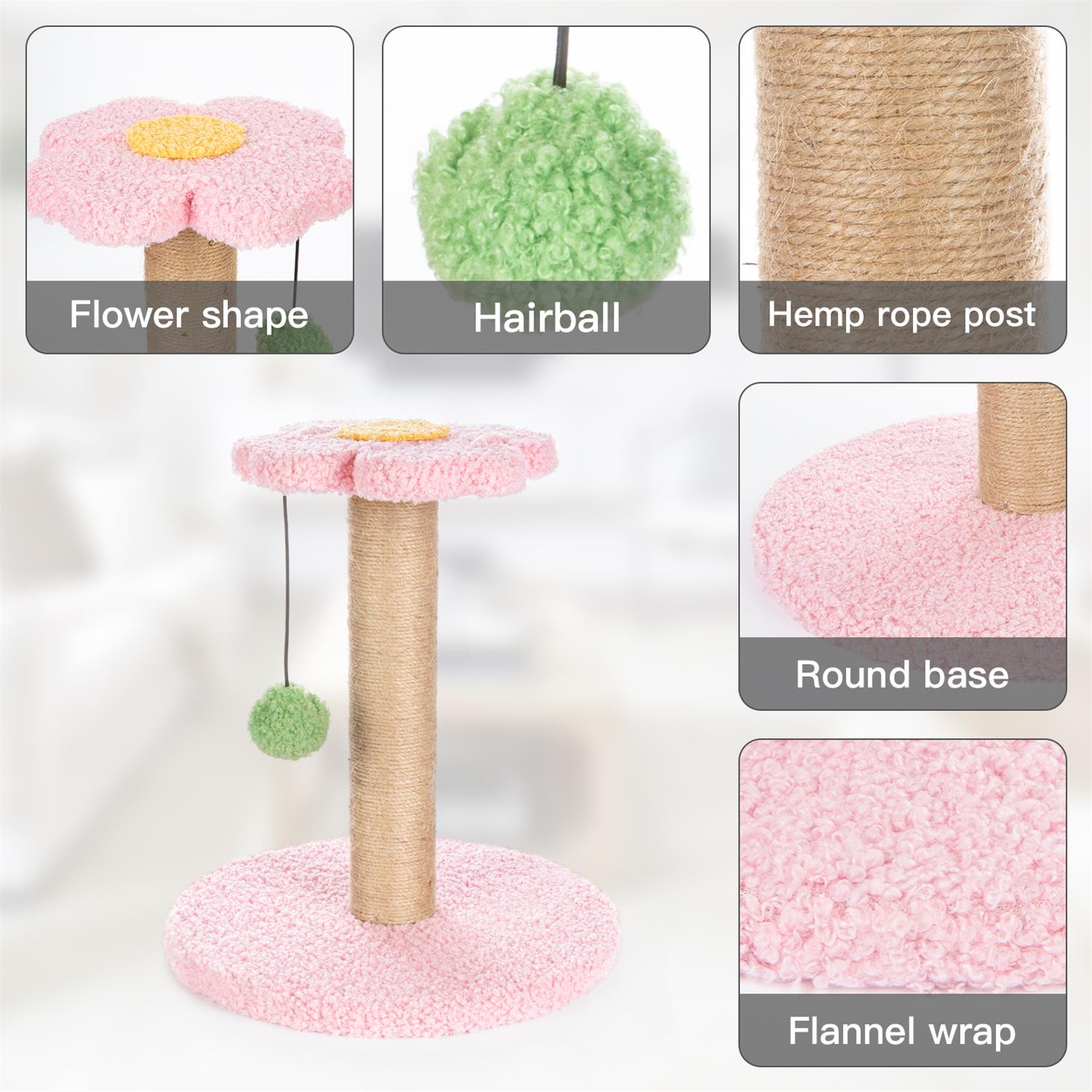Pink Cat Scratching Post with Flower Platform
