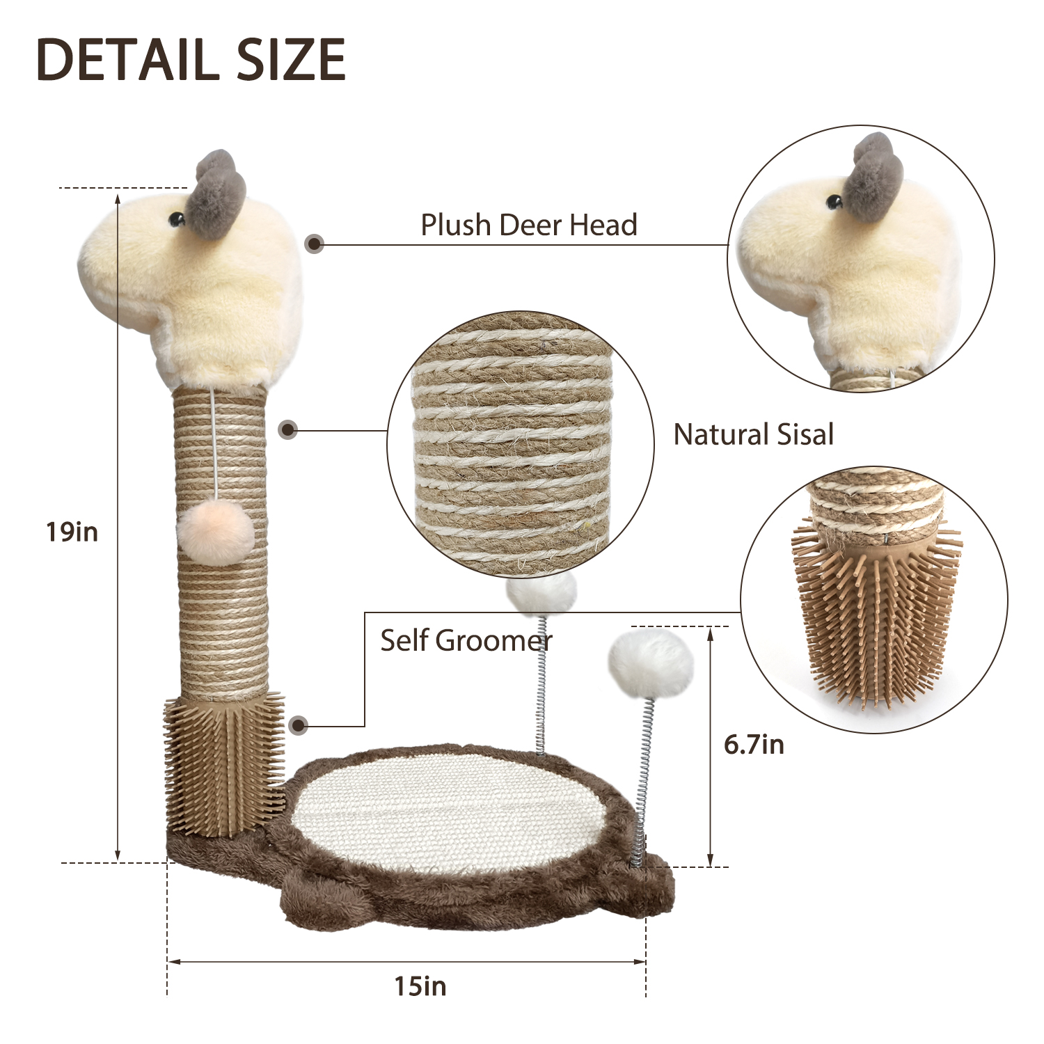 Cat Scratching Post with Mat and Groomer