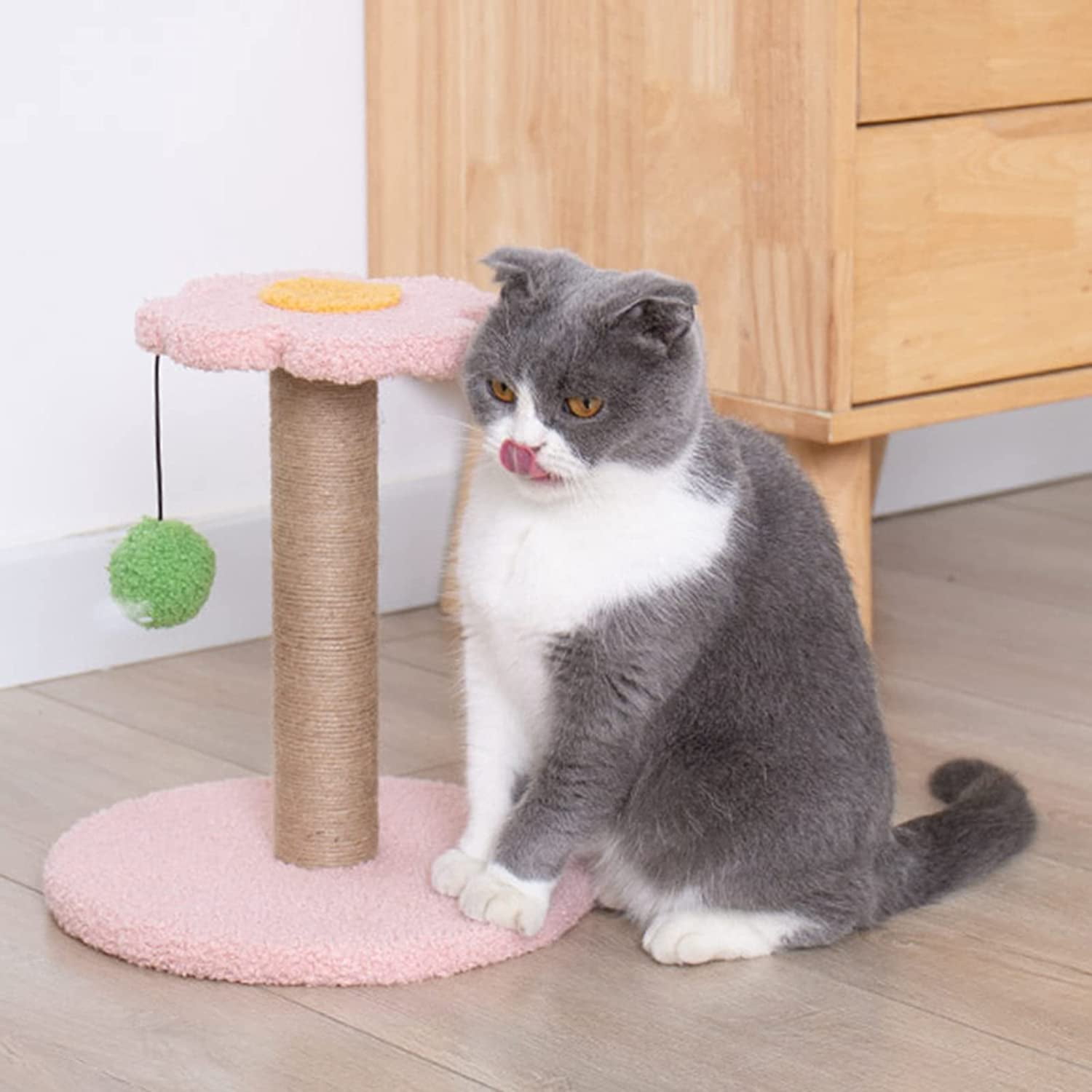 Pink Cat Scratching Post with Flower Platform