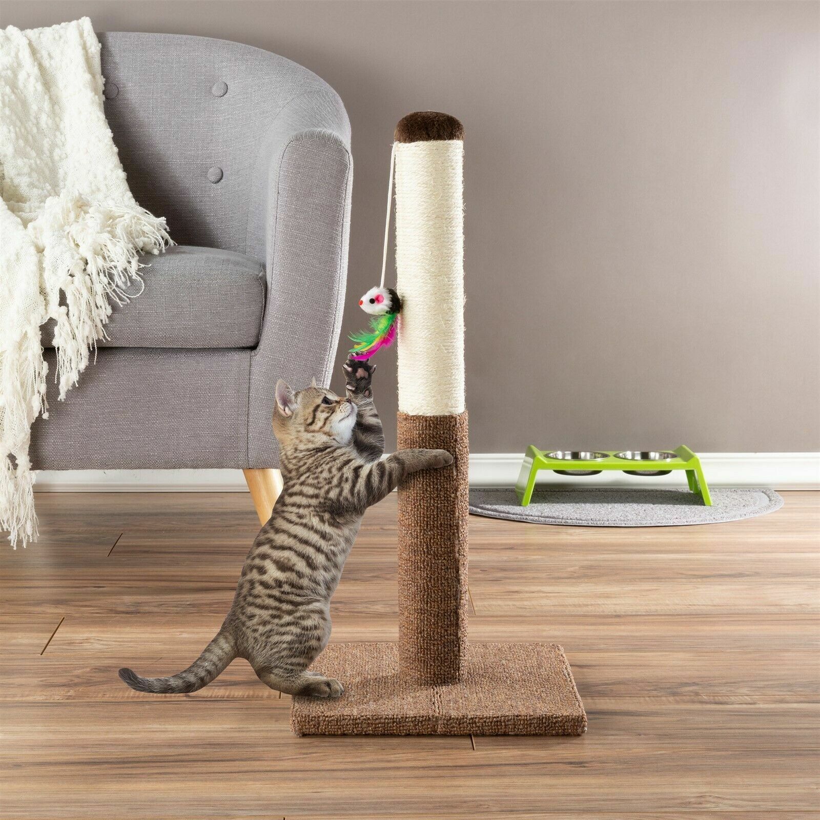 2ft Sisal Rope Cat Scratching Post with Mouse