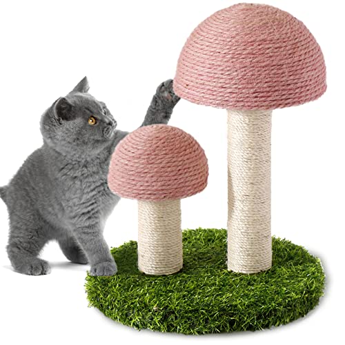 Pink Mushroom Cat Scratching Post for Kittens