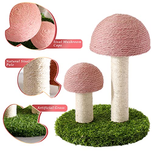Pink Mushroom Cat Scratching Post for Kittens