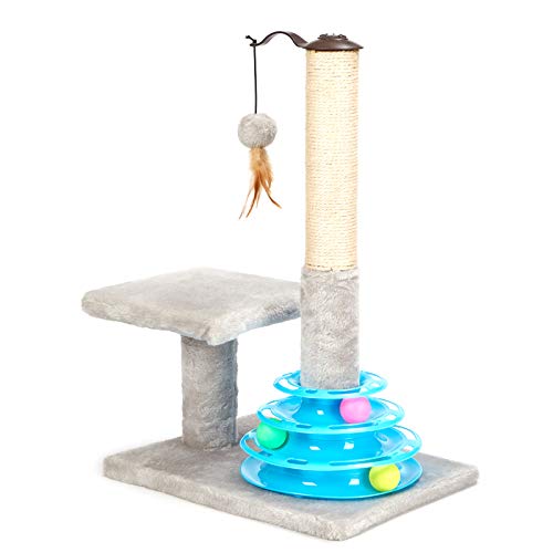 Tall Sisal Scratching Post with Cat Toy Balls