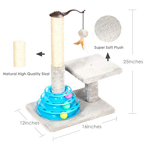 Tall Sisal Scratching Post with Cat Toy Balls