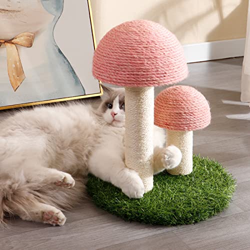 Pink Mushroom Cat Scratching Post for Kittens