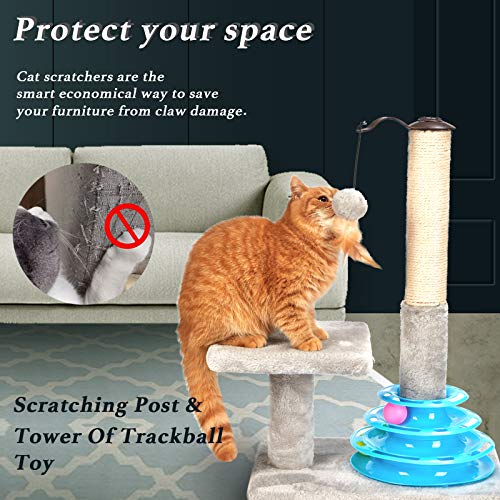 Tall Sisal Scratching Post with Cat Toy Balls