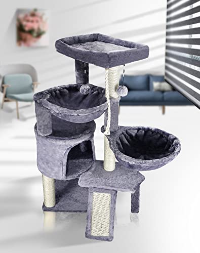 Three-layer Cat Tree with Condo and Hammocks