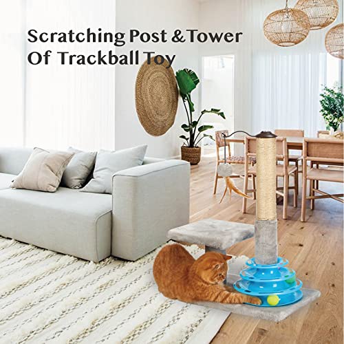 Tall Sisal Scratching Post with Cat Toy Balls