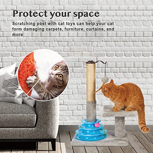 Tall Sisal Scratching Post with Cat Toy Balls