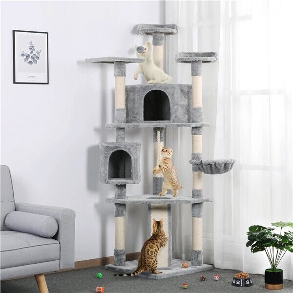 79" Cat Tree Scratching Tower - Light Gray