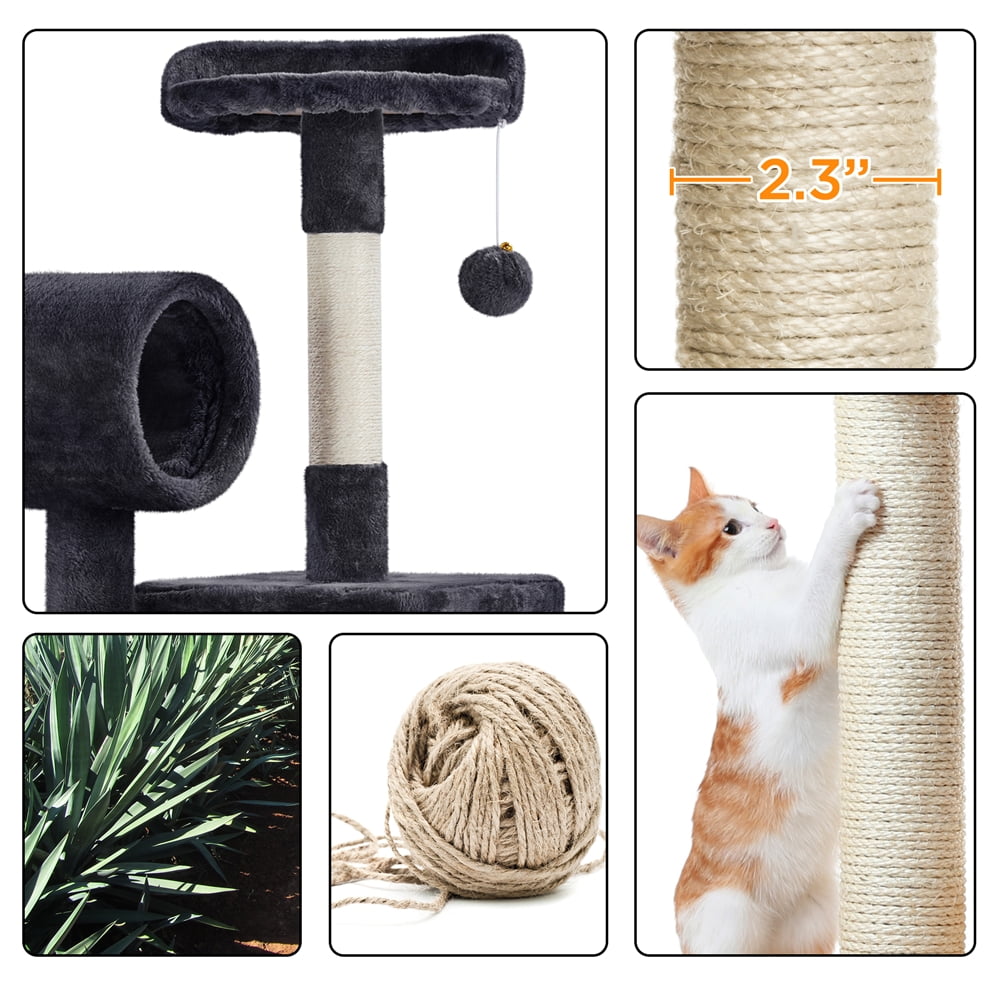 Black Cat Tree with Hammock and Scratching Post