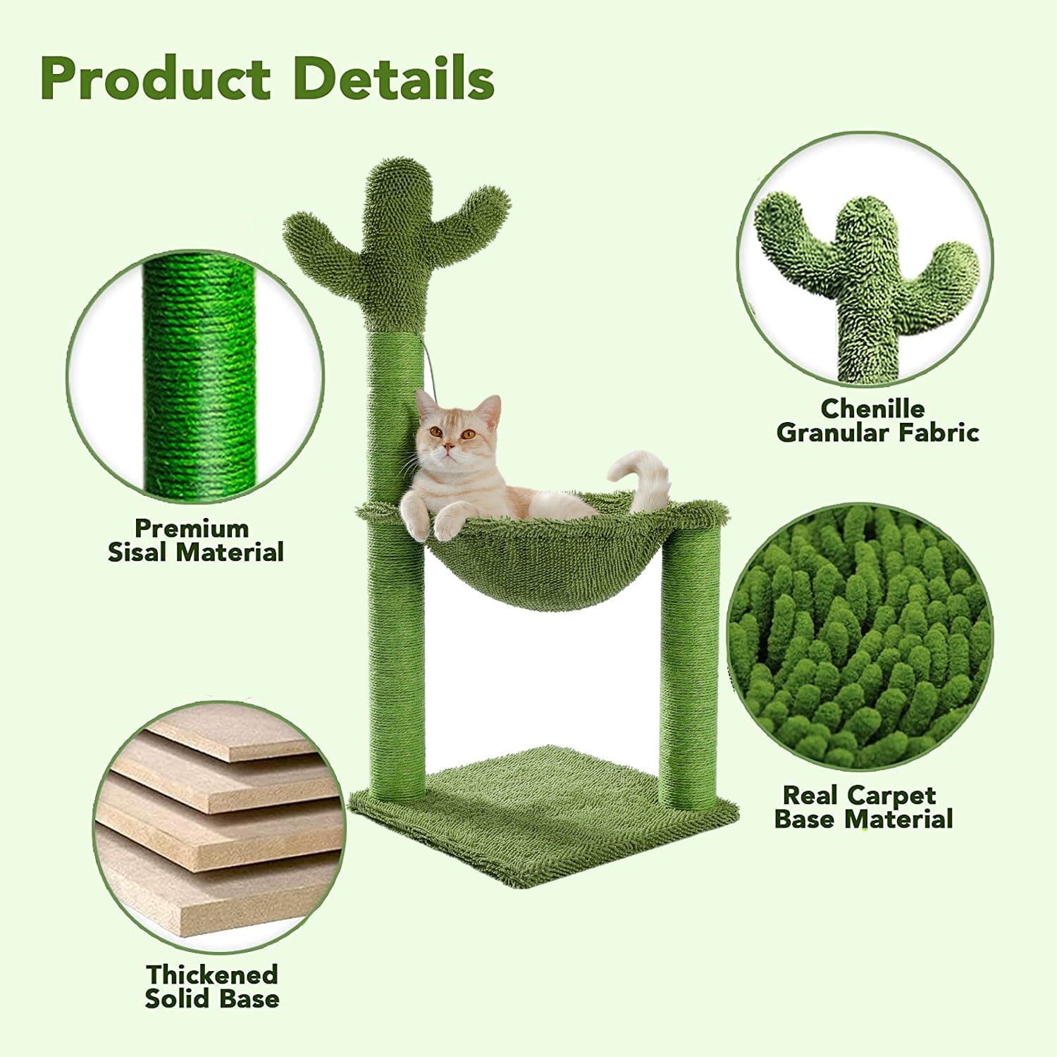 36.8" Tall Green Cat Scratching Post