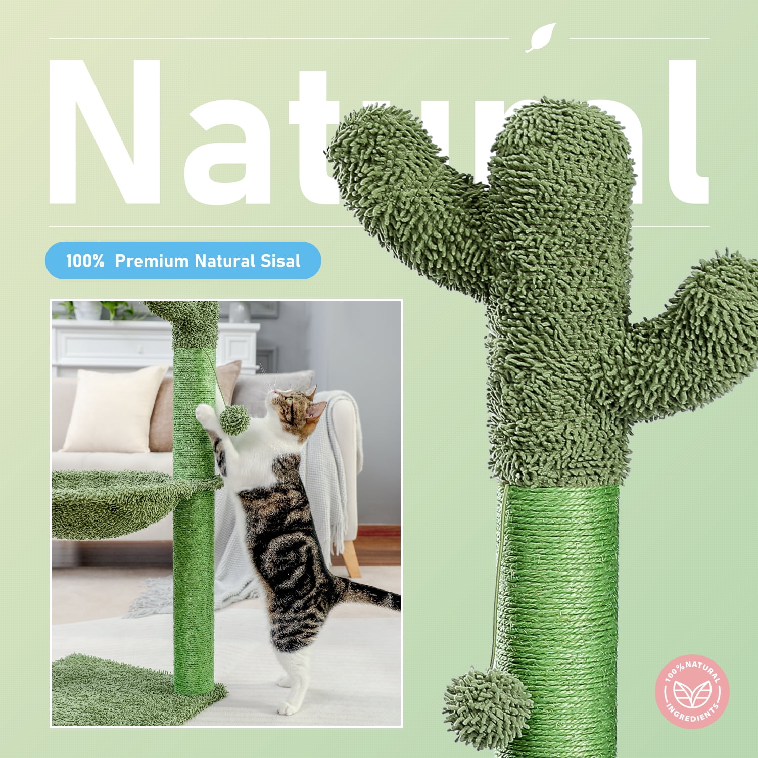 36.8" Tall Green Cat Scratching Post