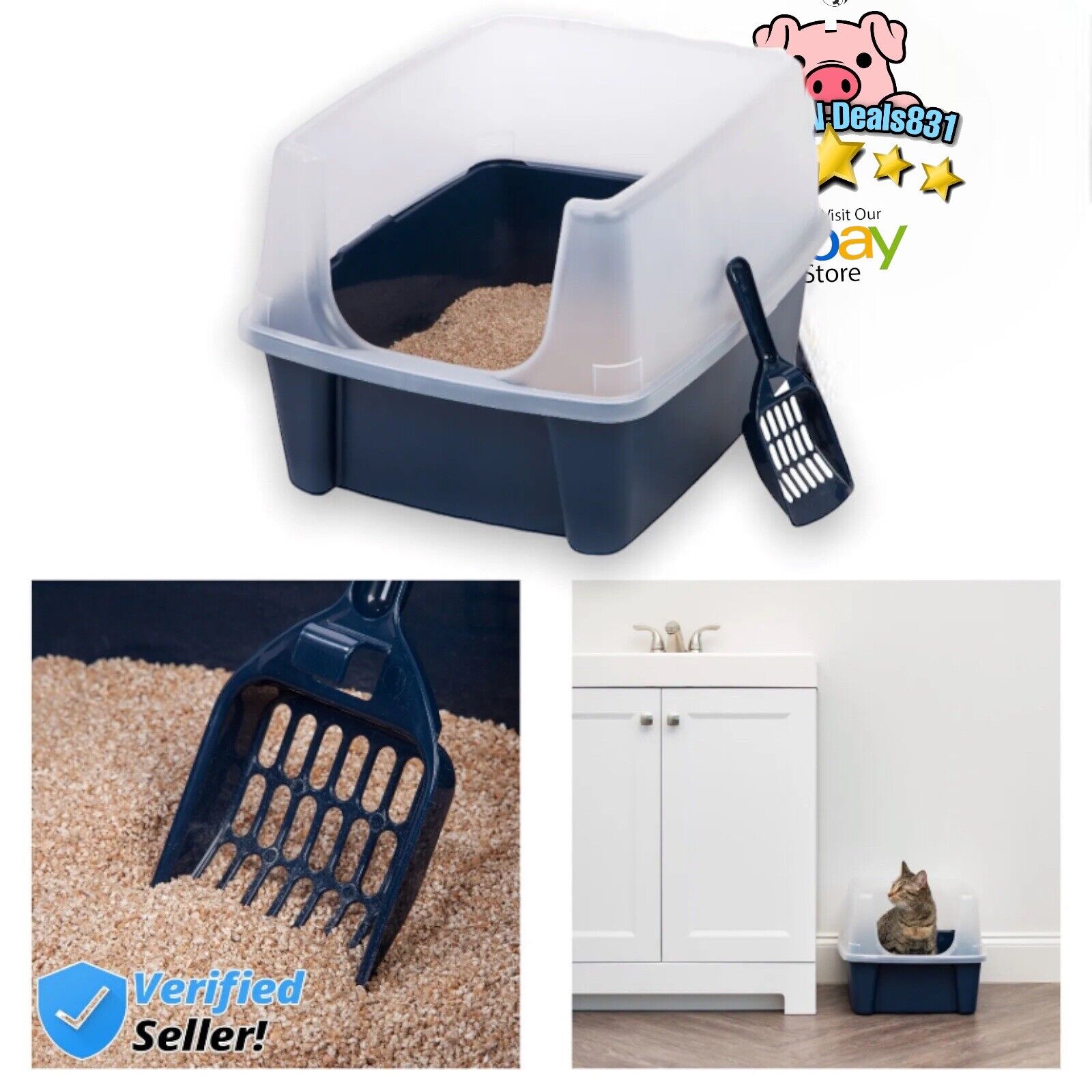 Hooded XL Cat Litter Box with Scoop