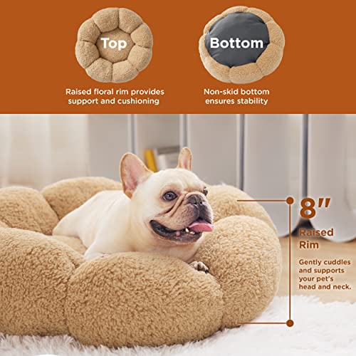 Round Sherpa Dog/Cat Bed - 30" Camel