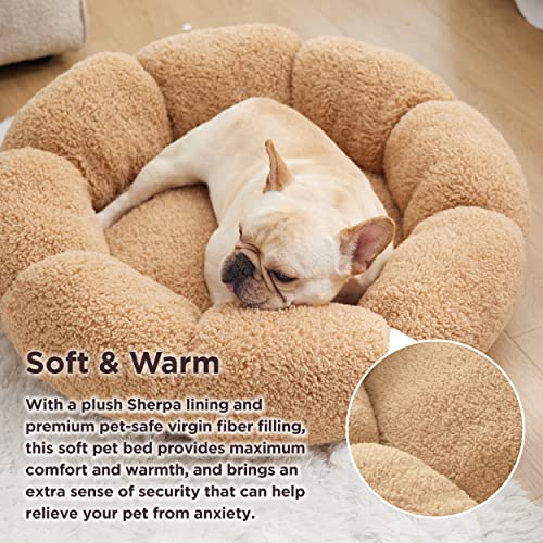 Round Sherpa Dog/Cat Bed - 30" Camel