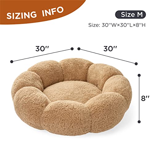 Round Sherpa Dog/Cat Bed - 30" Camel
