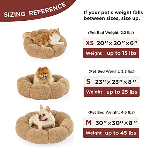 Round Sherpa Dog/Cat Bed - 30" Camel