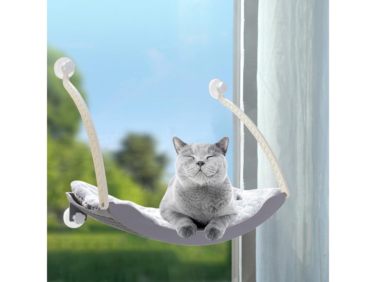 Grey Cat Window Hammock - Space Saving Perch