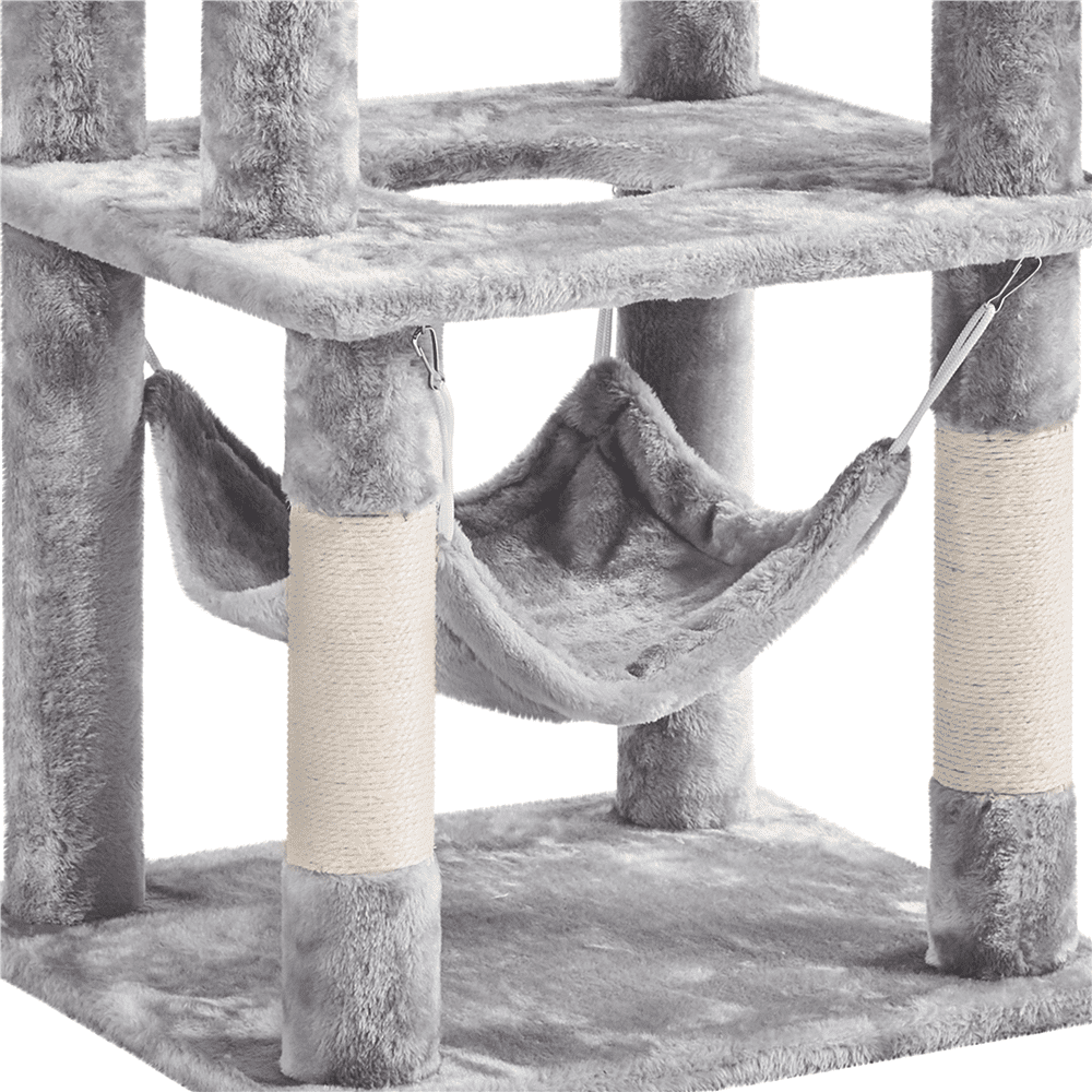 Multilevel Light Gray Cat Tower with Condo