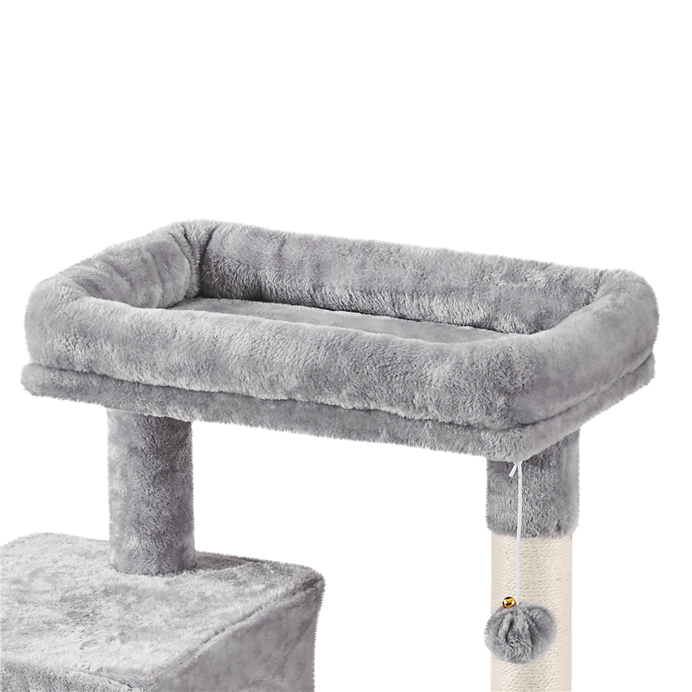 Multilevel Light Gray Cat Tower with Condo