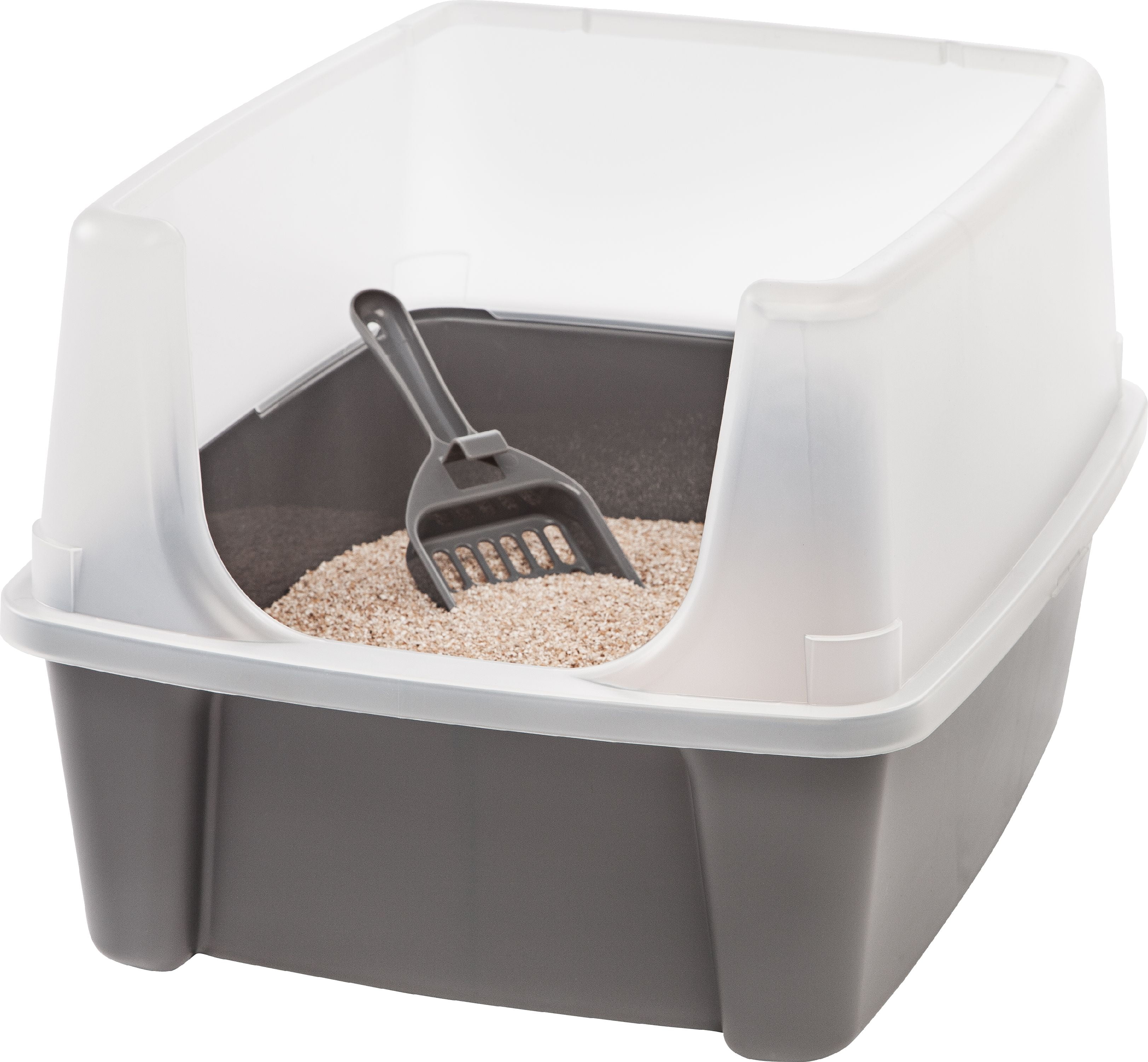 IRIS USA Gray Litter Box with Shield