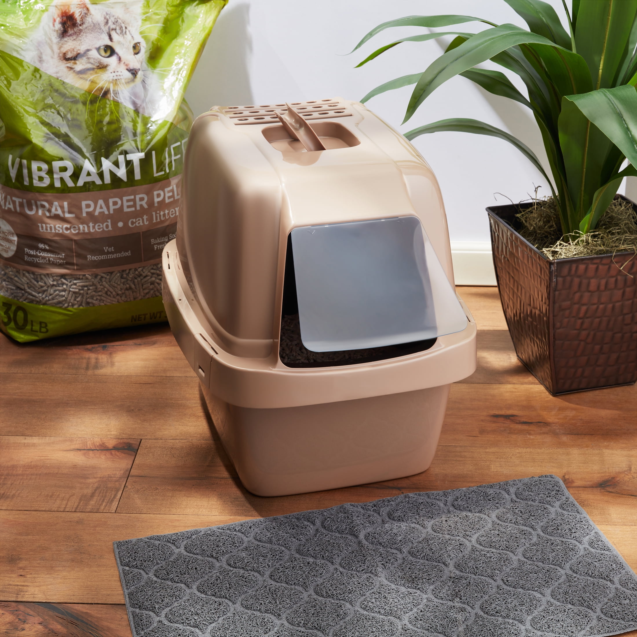 Beige Sand Sifting Cat Litter Box