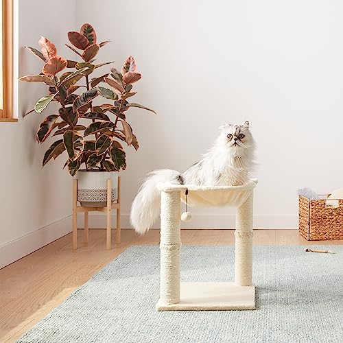 Beige Cat Tower with Hammock and Scratching Posts