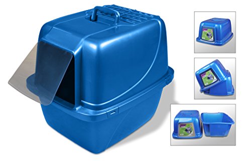 Blue Hooded Giant Cat Litter Box Odor Control