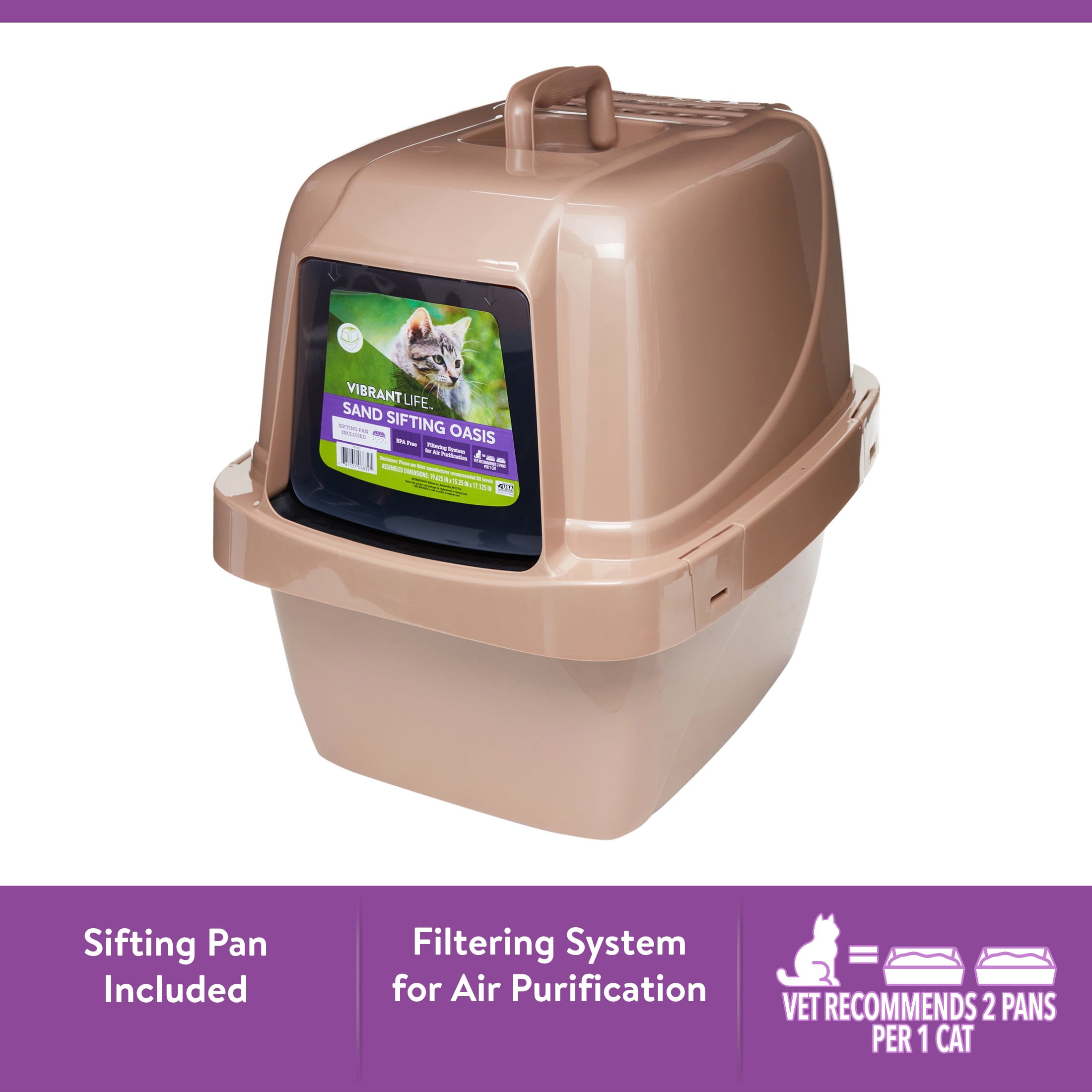Beige Sand Sifting Cat Litter Box