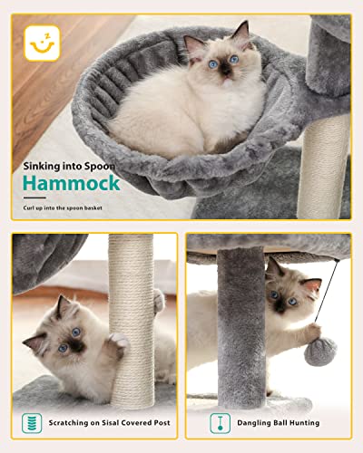 Plush Cat Tower with Hammock and Scratching Post