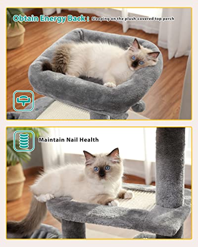 Plush Cat Tower with Hammock and Scratching Post