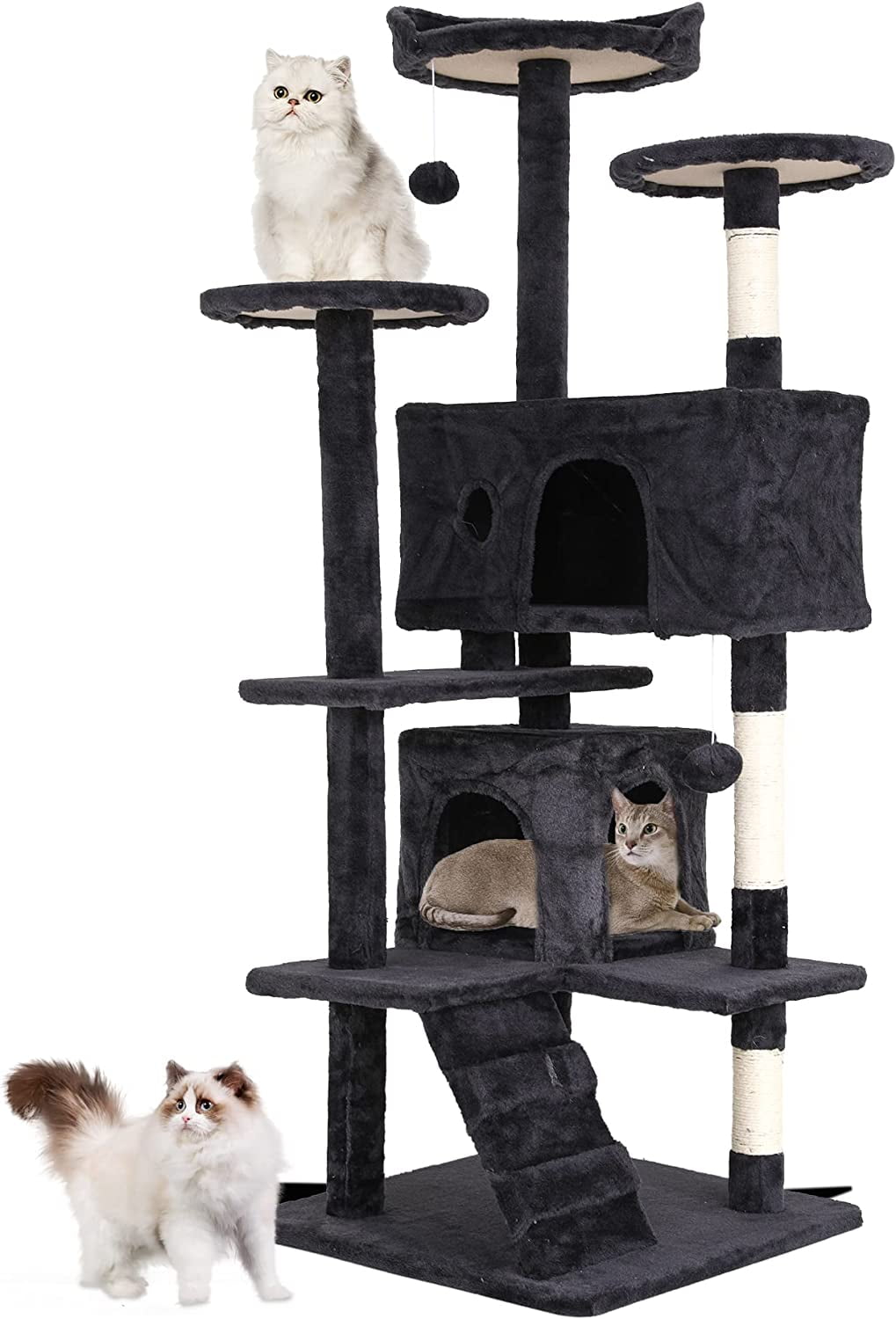 54in Cat Tree Tower with Scratching Posts & Toys