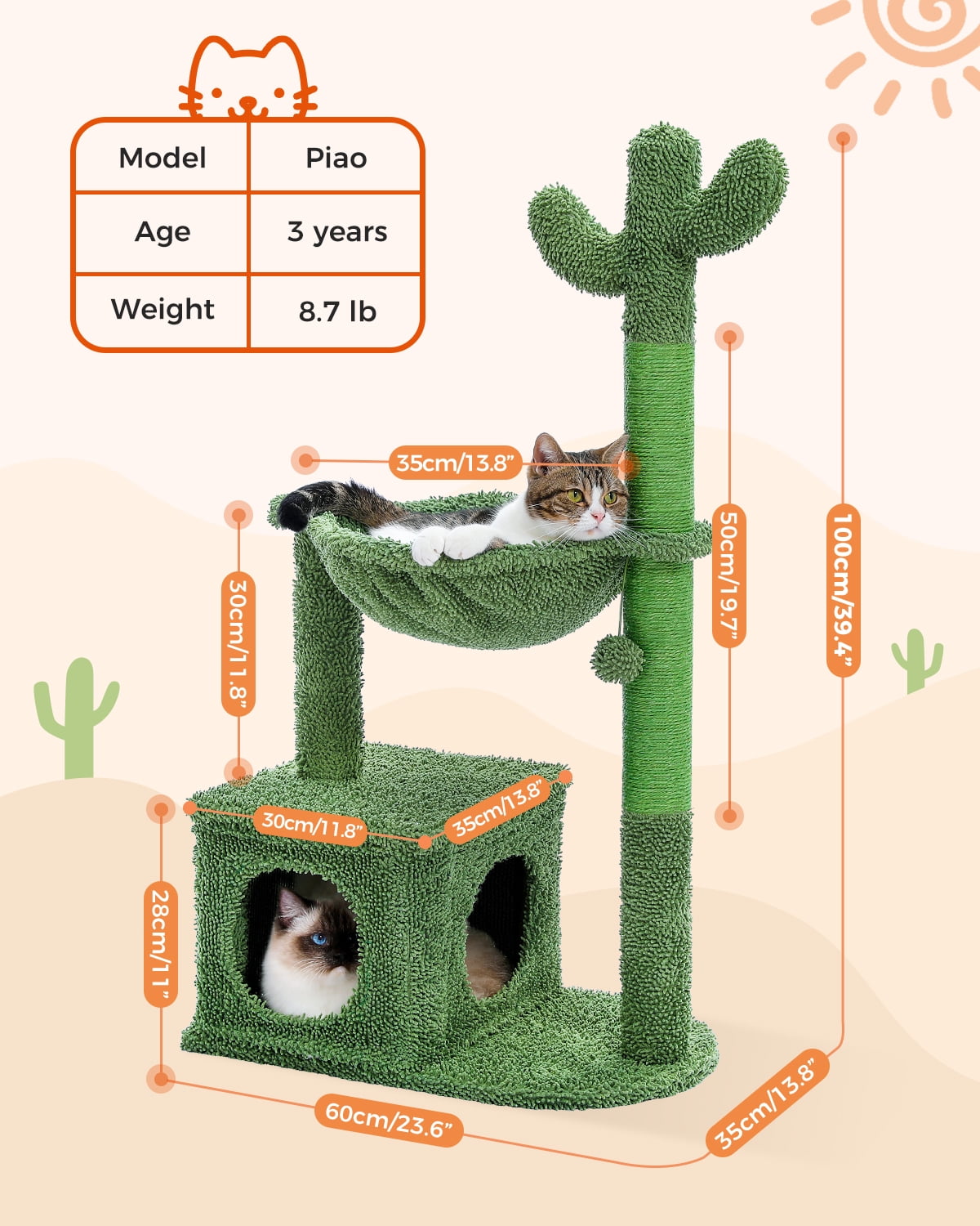 Cactus Cat Tree for Medium Cats