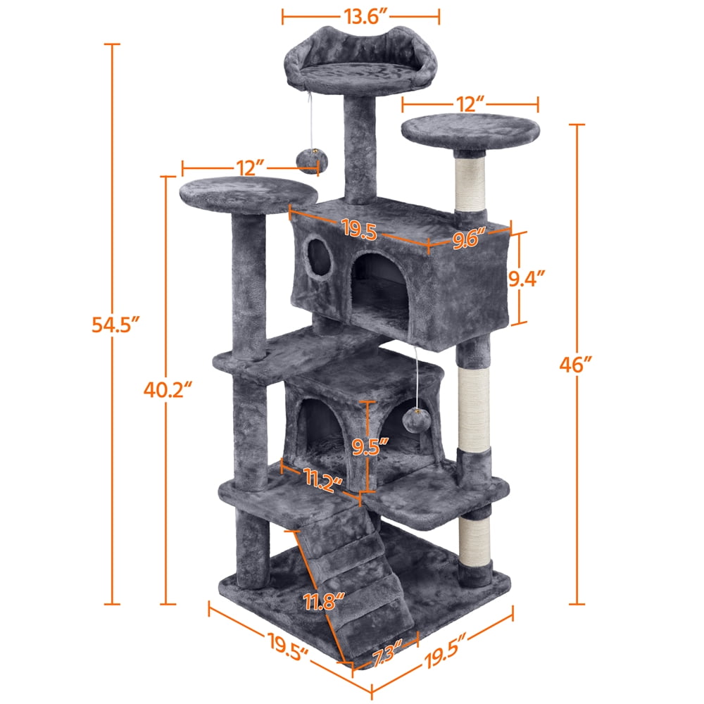 Gray Cat Tree Condo Scratcher Tower Furniture