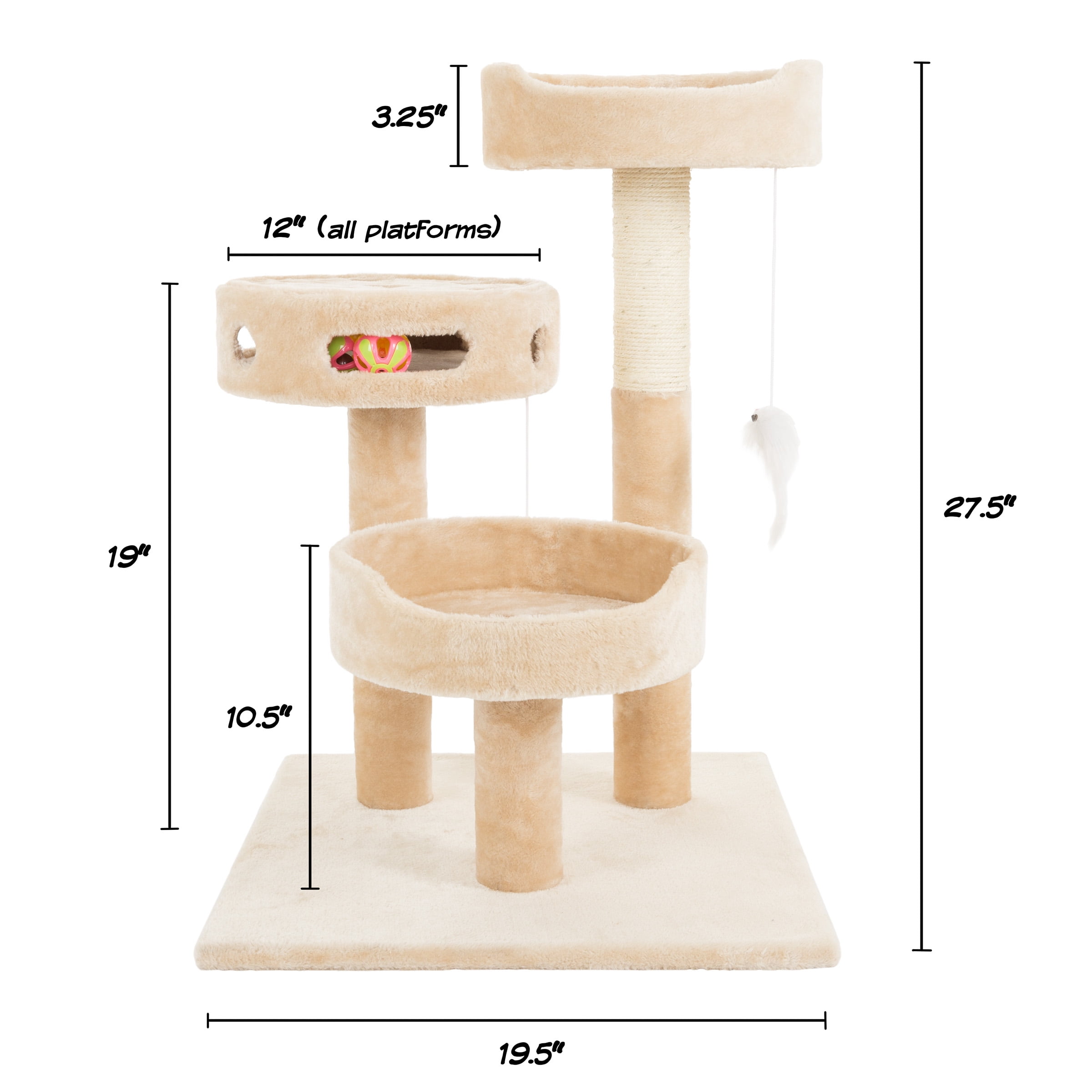 PETMAKER 3-Tier Cat Tree with Toys