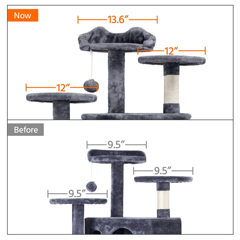 Gray Cat Tree Condo Scratcher Tower Furniture