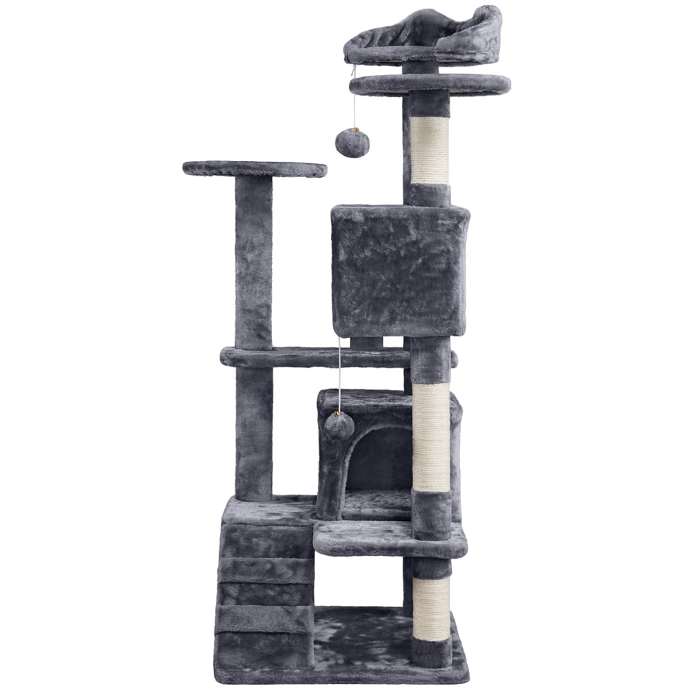 Gray Cat Tree Condo Scratcher Tower Furniture