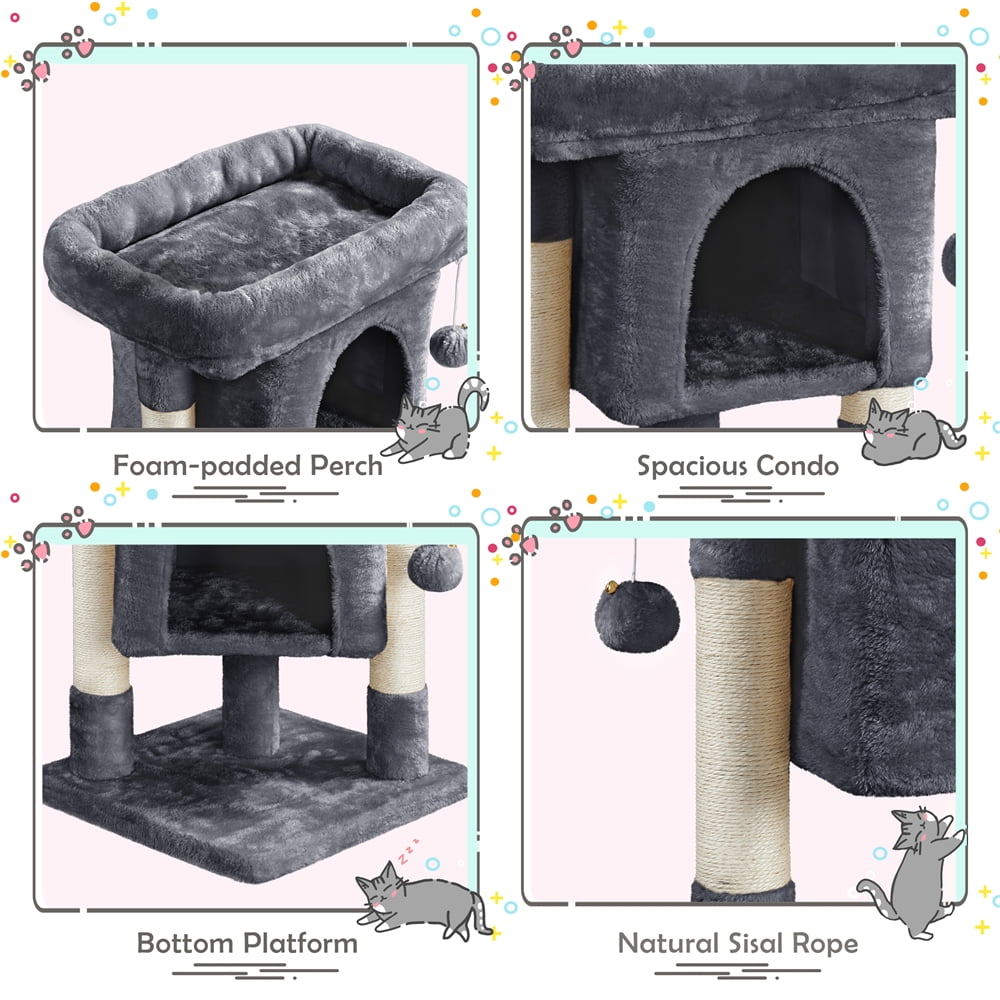 Topeakmart Cat Tree Condo - Dark Gray