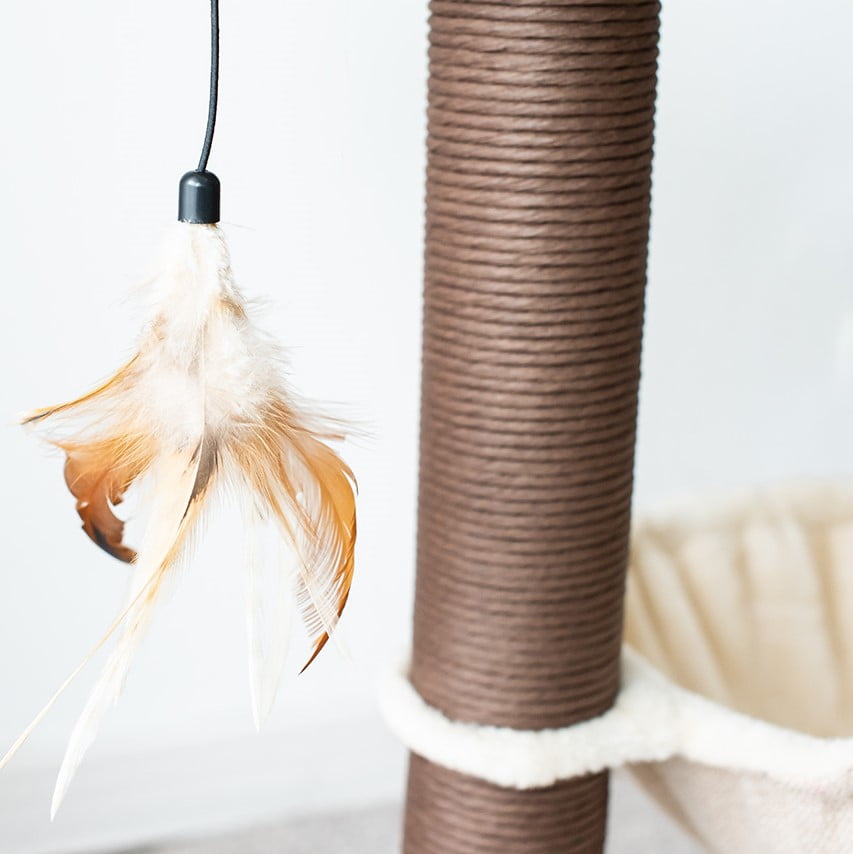 Beige 3-Level Cat Tree with Hammock & Scratching Post