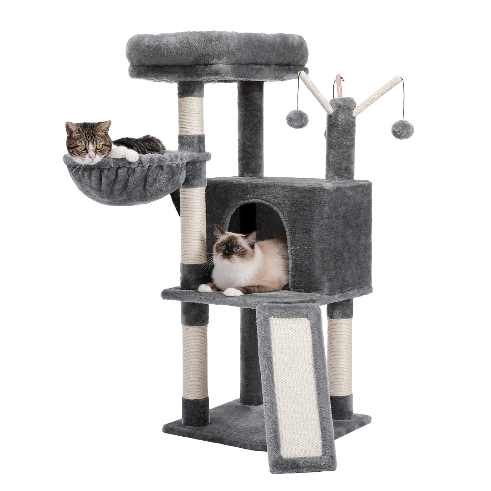 Gray Cat Tree Tower with Scratching Post