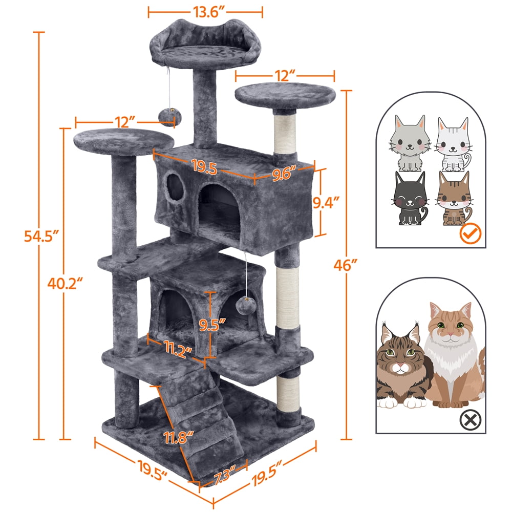 Gray Cat Tree Condo Scratcher Tower Furniture