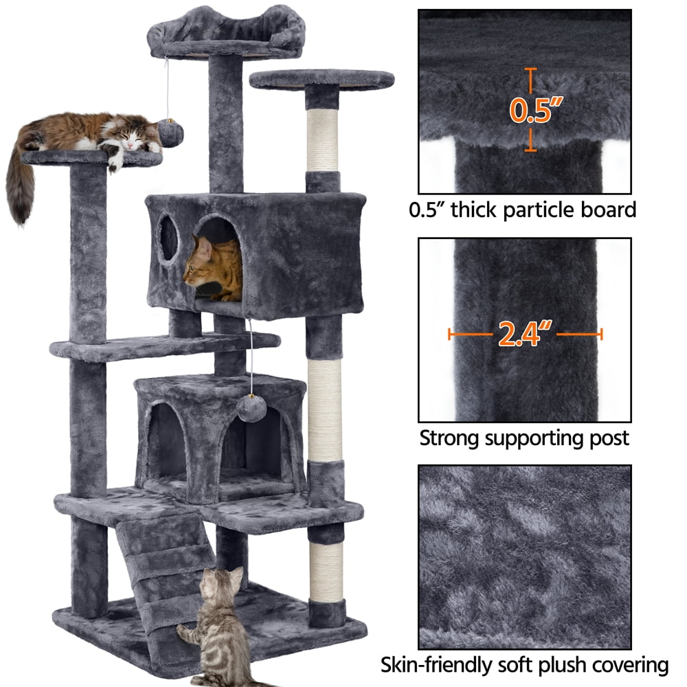 Gray Cat Tree Condo Scratcher Tower Furniture