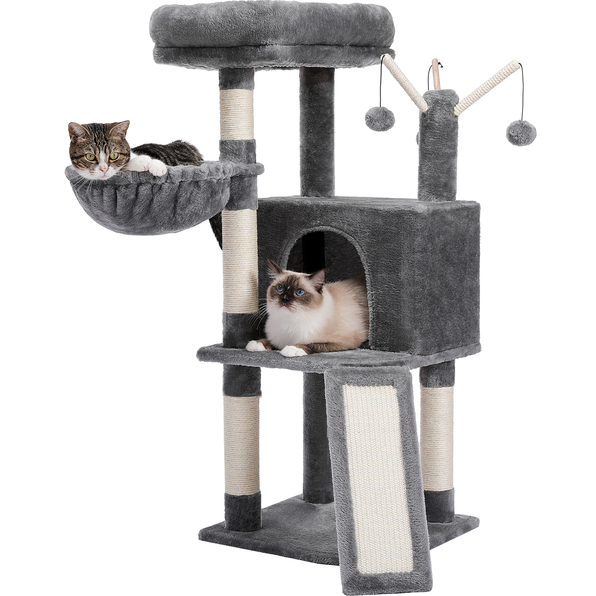 Gray Cat Tree Tower with Scratching Post